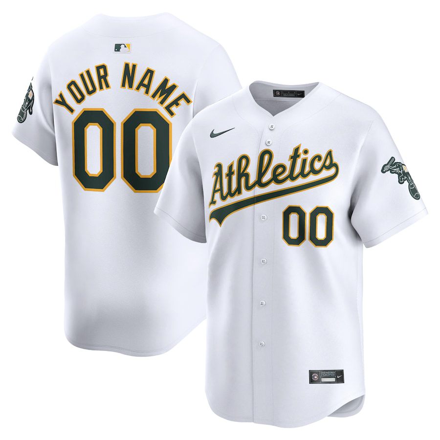 Men Oakland Athletics Nike White Home Limited Custom MLB Jersey